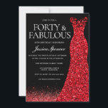 Invitation Robe rouge Parties scintillant rouge Gown 40e fête<br><div class="desc">Robe rouge Parties scintillant rouge Gown 40th Birthday Party Invitation - Quarante et fabuleux Variations à l'invitation et articles correspondants dans notre magasin</div>