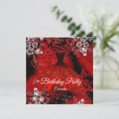 Invitation Robe Rouge Plumes Argent fête d'anniversaire (Debout devant)