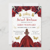 Invitation Robe Rouge Profond Princesse aux Cheveux Rouges Do (Devant)