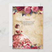 Invitation Robe Rouge Quinceanera or Thème de parchemin Vinta (Dos)