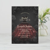Invitation Robe rouge Rose noire Fête des mariées gothique (Debout devant)