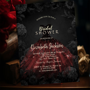 Invitation Robe rouge Rose noire Fête des mariées gothique