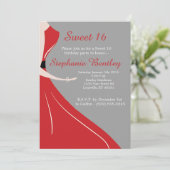 Invitation Robe rouge Silhouette Sweet 16 Anniversaire Invita (Debout devant)