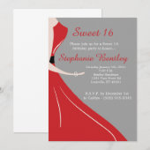 Invitation Robe rouge Silhouette Sweet 16 Anniversaire Invita (Devant / Derrière)