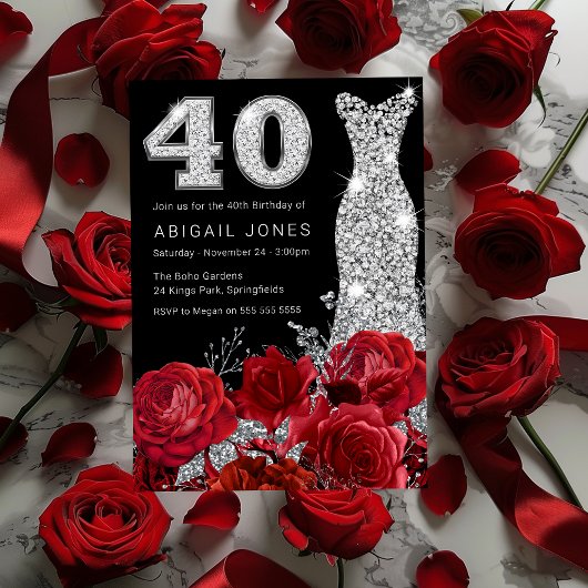 Invitation Robe Rouge Silver Diamond Robe Noir 40e anniversai