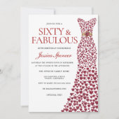 Invitation Robe rouge Soixante et fabuleuse 60e fête d'annive (Devant)