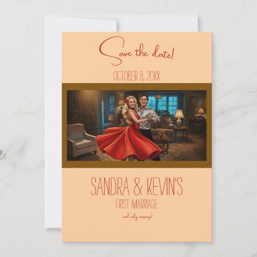 Invitation Robe rouge tango mariage à retenir la date (Devant)