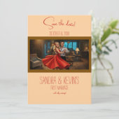 Invitation Robe rouge tango mariage à retenir la date (Debout devant)