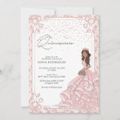 Invitation Robe Royale Rose Or Robe Quinceanera Anniversaire (Devant)