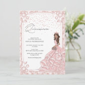 Invitation Robe Royale Rose Or Robe Quinceanera Anniversaire (Debout devant)