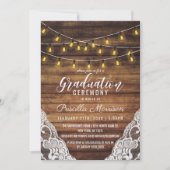 Invitation Robe Rustique de Pays Éclairage Dentelle de bois G (Devant)