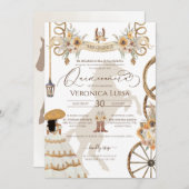 Invitation Robe Rustique Florale Tournesol Charro Quinceanera (Devant / Derrière)