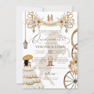 Invitation Robe Rustique Florale Tournesol Charro Quinceanera