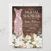 Invitation Robe Rustique Rose or Blush & Fête des mariées bla (Devant)