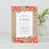 Invitation Robe rustique Rouge Pépites Fête des mariées flora (Debout devant)