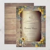 Invitation Robe Rustique Tournesols Bois Quinceañera (Devant / Derrière)
