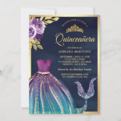 Invitation Robe sarcelle violette Queue de sirène Navy Quince (Devant)