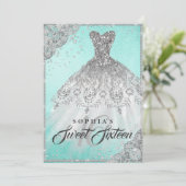 Invitation Robe scintillante de diamant argent sarcelle pour (Debout devant)