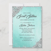 Invitation Robe scintillante de diamant argent sarcelle pour (Dos)