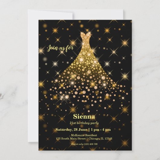 Invitation Robe scintillante diamant (Devant)