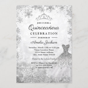 Invitation Robe scintillante flocons de neige Quinceanera d'h