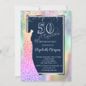 Invitation Robe Sequins Arc en ciel Holographie 50e anniversa (Devant)