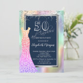 Invitation Robe Sequins Arc en ciel Holographie 50e anniversa (Debout devant)