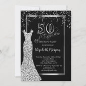 Invitation Robe Sequins Argent 50e anniversaire (Devant)