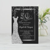Invitation Robe Sequins Argent 50e anniversaire (Debout devant)