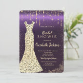 Invitation Robe Sequins D'Or, Confetti Fête des mariées Viole (Debout devant)