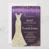 Invitation Robe Sequins D'Or, Confetti Fête des mariées Viole (Devant)