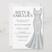 Invitation Robe Shimmer Sparkle en argent 60e fête d'annivers (Devant)