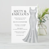 Invitation Robe Shimmer Sparkle en argent 60e fête d'annivers (Debout devant)