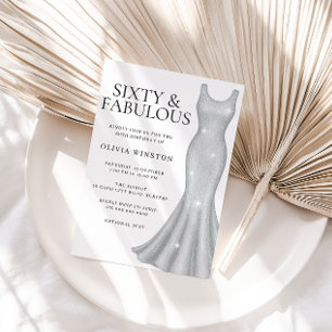 Invitation Robe Shimmer Sparkle en argent 60e fête d'annivers