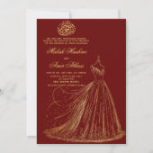 Invitation Robe Simple Bordeaux Mariage Islamique Musulman (Devant)