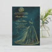 Invitation Robe simple Vert mariage musulman musulman islamiq (Debout devant)