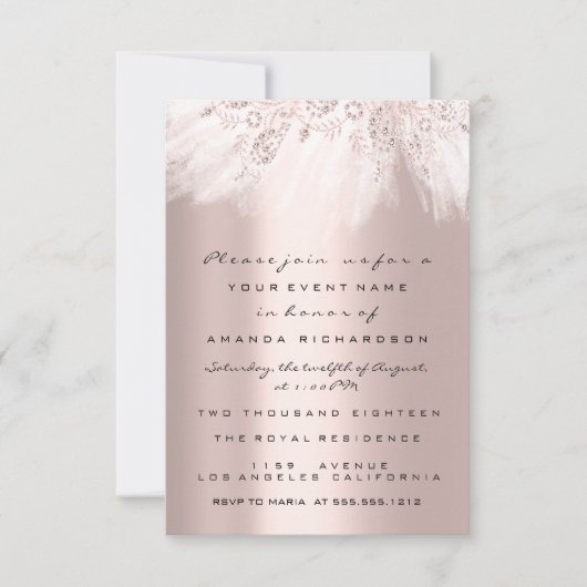Invitation Robe Spark Rose Gold Mariage Fête de Mariage (Devant)