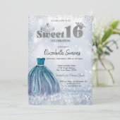 Invitation Robe, Tiara Confetti Princess Bokeh Sweet 16 (Debout devant)