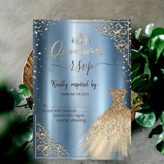 Invitation Robe Tiara, Diamants Blue Metallic RSVP