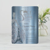 Invitation Robe, Tiara, Diamants Tour Eiffel Bleu Sweet 16 (Debout devant)
