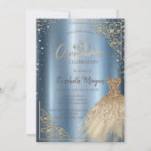 Invitation Robe Tiara, Diamonds Blue Metallic Quinceañera (Devant)