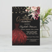 Invitation Robe, Tiara, Lumières à cordes Floral Black Quince (Debout devant)