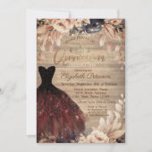 Invitation Robe, Tiara, Roses Bleu Bois Quinceañera (Devant)