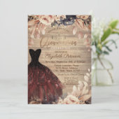 Invitation Robe, Tiara, Roses Bleu Bois Quinceañera (Debout devant)