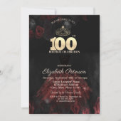 Invitation Robe, Tiara, Roses rouges 100e anniversaire (Devant)