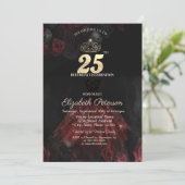 Invitation Robe, Tiara, Roses rouges 25e anniversaire (Debout devant)