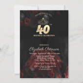 Invitation Robe, Tiara, Roses rouges 40e anniversaire (Devant)