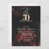 Invitation Robe, Tiara, Roses rouges 50e anniversaire (Devant)