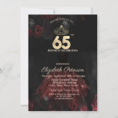 Invitation Robe, Tiara, Roses rouges 65e anniversaire (Devant)