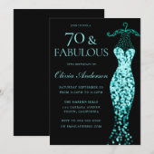 Invitation Robe Turquoise de Monnaie Glamour Fabuleux 70e ann (Devant / Derrière)